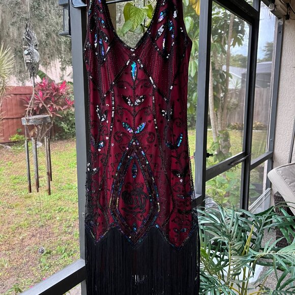 Metme Black and red 1920s Style  Sleeveless Dress Size M - Picture 5 of 5